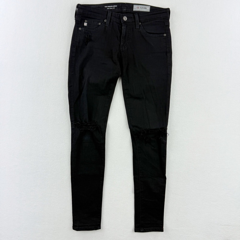 AG Jeans The Legging‎ Ankle Super Skinny Ankle Black Jeans Size 26 Distressed